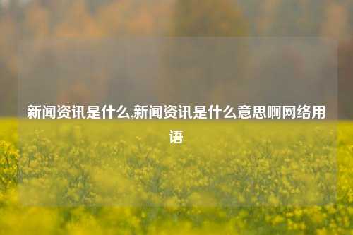 新闻资讯是什么,新闻资讯是什么意思啊网络用语-第1张图片-新闻资讯网