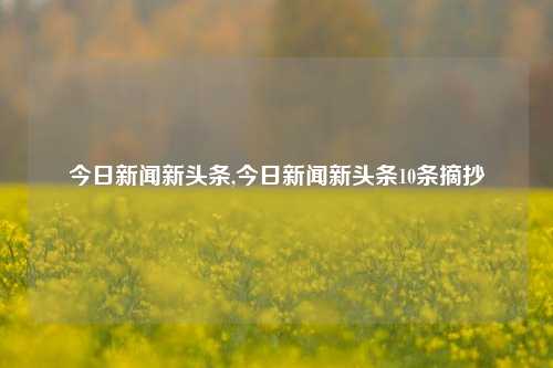 今日新闻新头条,今日新闻新头条10条摘抄-第1张图片-新闻资讯网