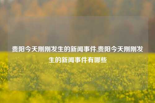 贵阳今天刚刚发生的新闻事件,贵阳今天刚刚发生的新闻事件有哪些-第1张图片-新闻资讯网